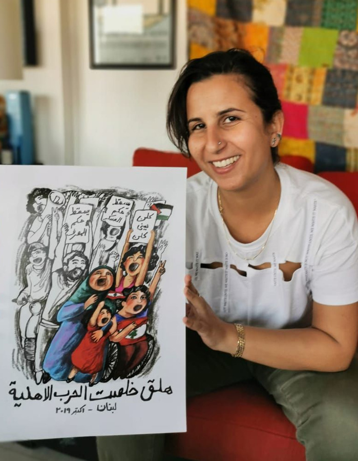 Farah Salka with artwork